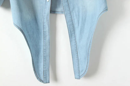 Denim Shirt Short Sleeve Womens Tops Chemise Femme Crop Tops