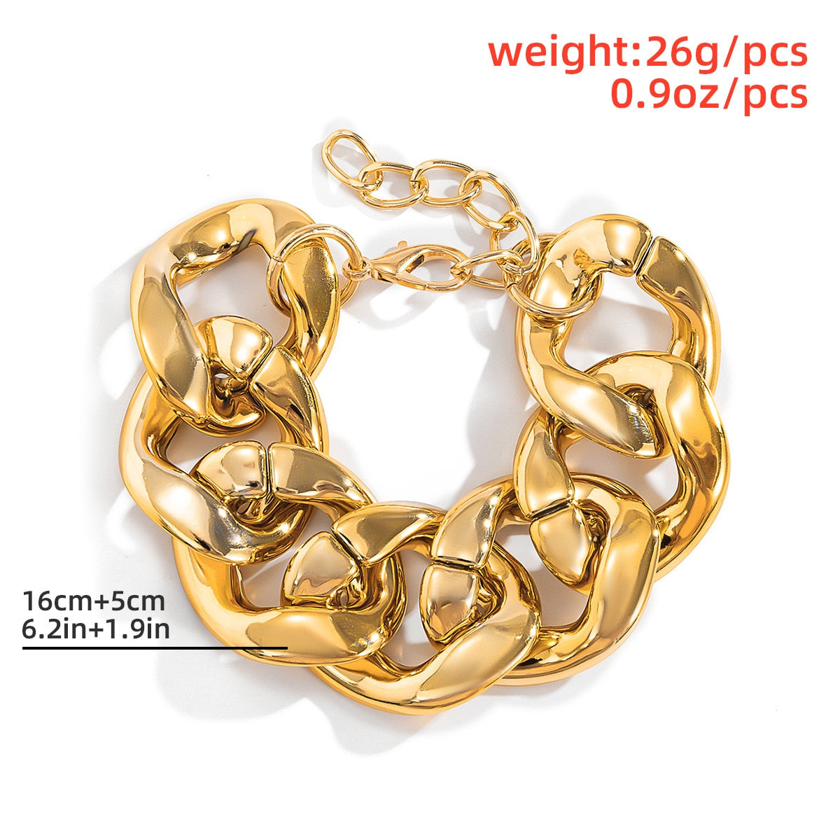 Hip Hop Thick Link Chain Bracelet Women&