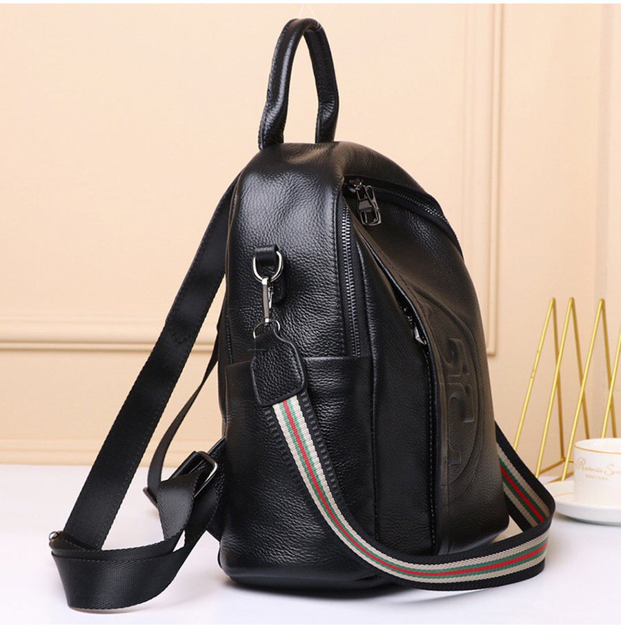 Genuine Real Cowhide Leather Backpack High Quality Women&