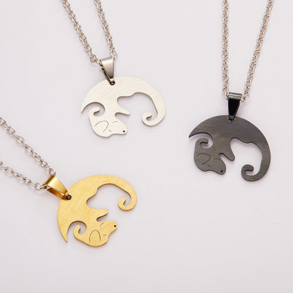 Black White Couple dog Necklace Animal Puppy Pendant Choker Necklaces Lover Valentine&