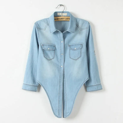 Denim Shirt Short Sleeve Womens Tops Chemise Femme Crop Tops
