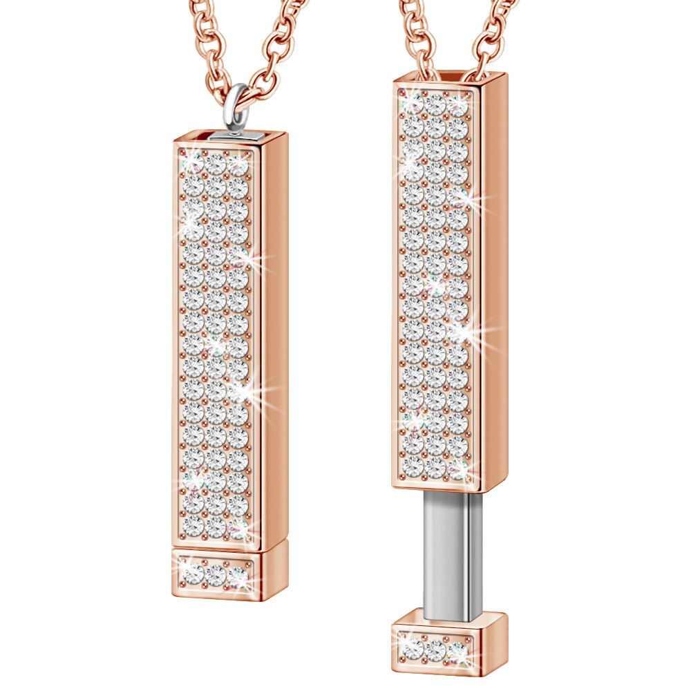 Rose Gold Personalized Name Retractable Double-layer Engraved 3D Necklace