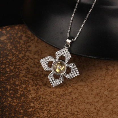 Rotatable Windmill Pendant Necklace AAA Cubic Zirconia Pave Gold Silver Color Crystal Necklace Jewelry
