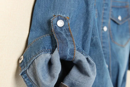 Denim Shirt Short Sleeve Womens Tops Chemise Femme Crop Tops