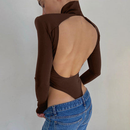 2022 Jumpsuits Women Rompers Sexy Club Hollow Out Backless Bodysuits Casual Long Sleeve Solid Slim