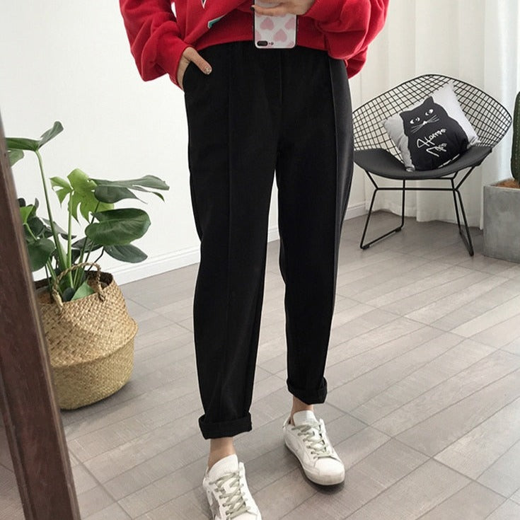 Pencil Pants Wool Pants Female Autumn High Waist Loose Trousers Capris
