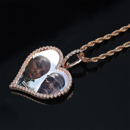 Custom Made Photo Heart Medallions Necklace &amp; Pendant Men&