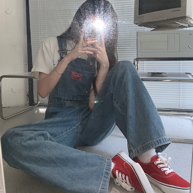 Casual Denim Jumpsuits Women Loose Overalls Baggy Wide Leg Rompers
