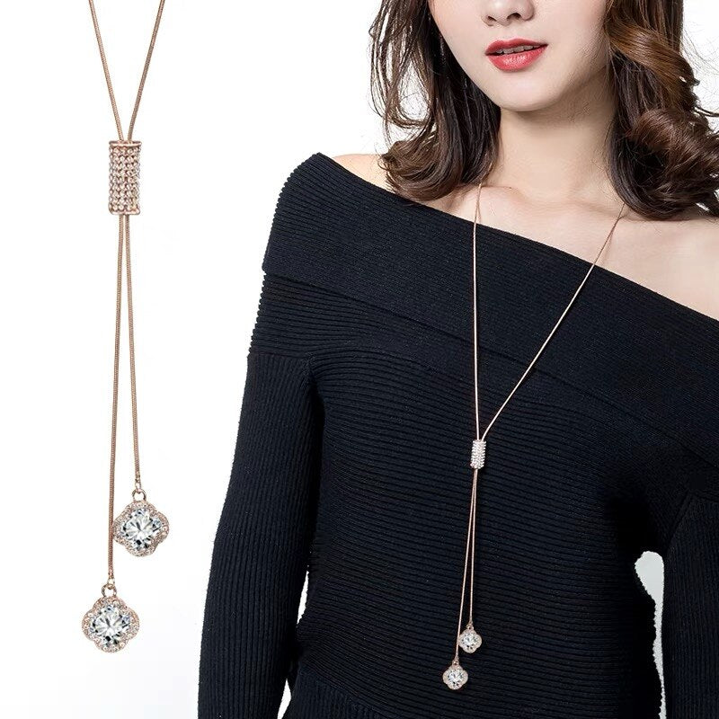 Long Necklaces&amp; Pendants for Women Collier Femme Geometric Fashion Crystal Jewelry