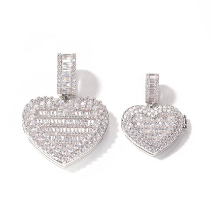Large Size Heart Shape Custom Photo Locket Frame Pendant love necklaces for her
