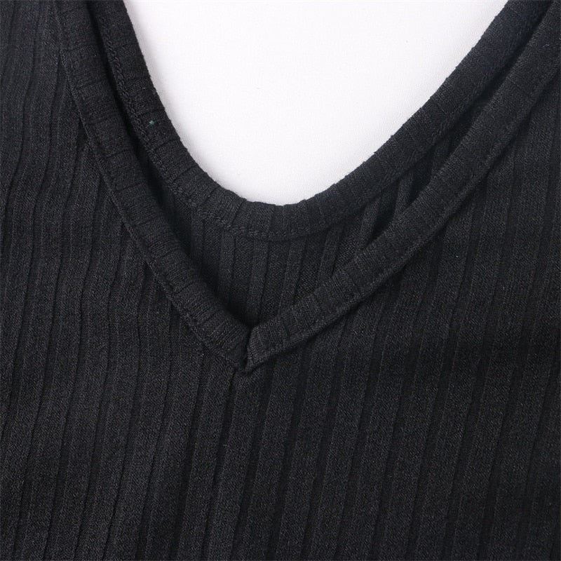 Sexy Bodycon Midi Woman Dress Knitted Long Sleeve V Neck Party Elegant Robe Women&