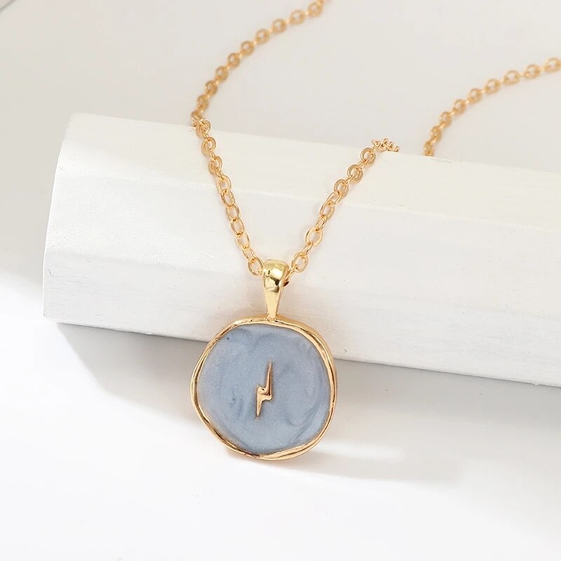 Colorful Moon Star Lightning Pendant Necklaces For Girls Enamel Fashion Jewelry