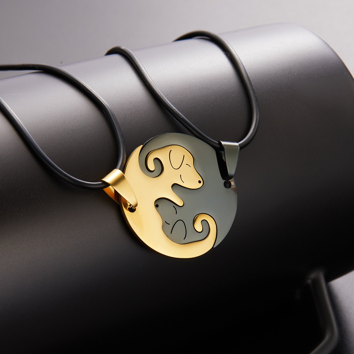 Black White Couple dog Necklace Animal Puppy Pendant Choker Necklaces Lover Valentine&