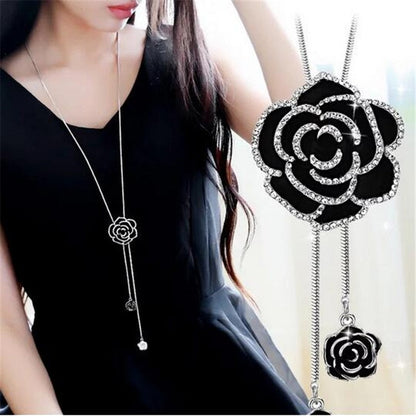 Collier Femme Long Gray Crystal Necklaces &amp; Pendants for Women Round Statement Necklace