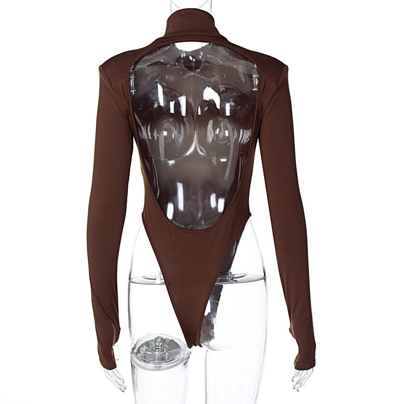 2022 Jumpsuits Women Rompers Sexy Club Hollow Out Backless Bodysuits Casual Long Sleeve Solid Slim
