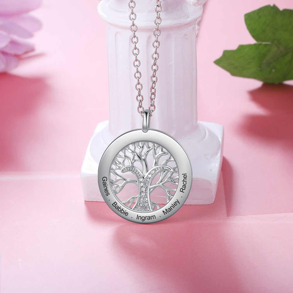 Tree Of Life Personalized Necklaces Family Jewelry Sliver Color Necklace&amp;Pendant