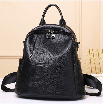 Genuine Real Cowhide Leather Backpack High Quality Women&