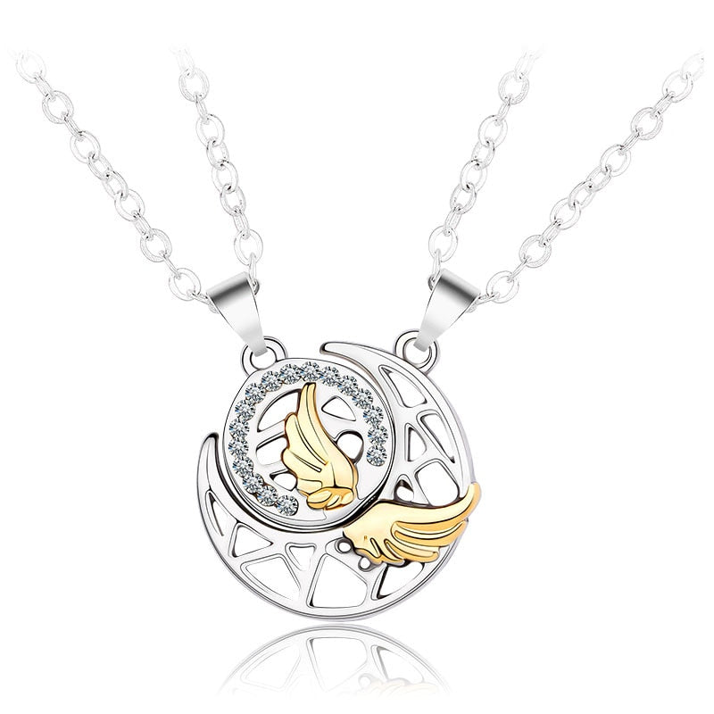 Sun Moon Wing Couple Necklace Magnet Attract Simple Fashion Valentine&