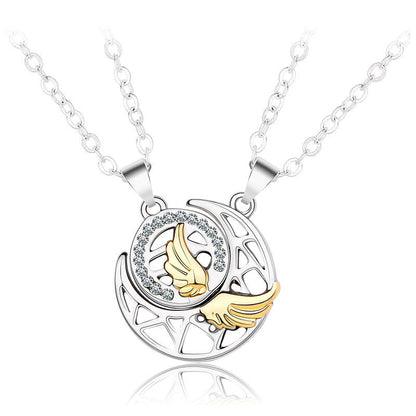 Sun Moon Wing Couple Necklace Magnet Attract Simple Fashion Valentine&