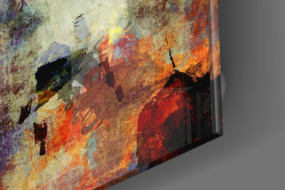 Warm Earthy Collage Abstract Glass Wall Art