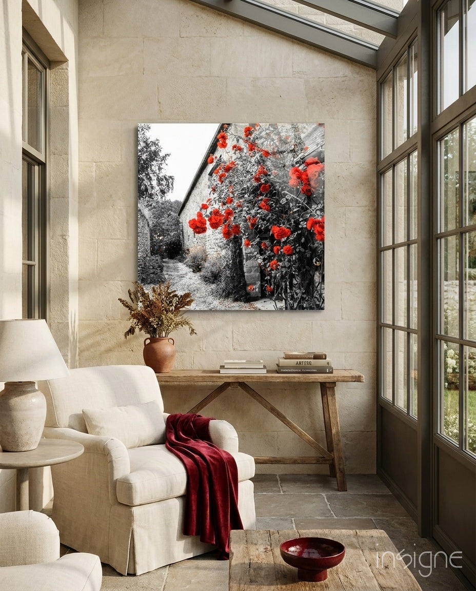 Red Roses Glass Wall Art