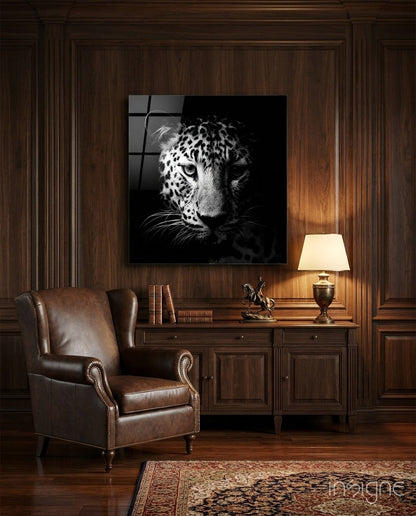 Moody Dark Leopard Glass Wall Art