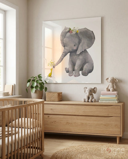 Elephant and Duck Glass Wall Art