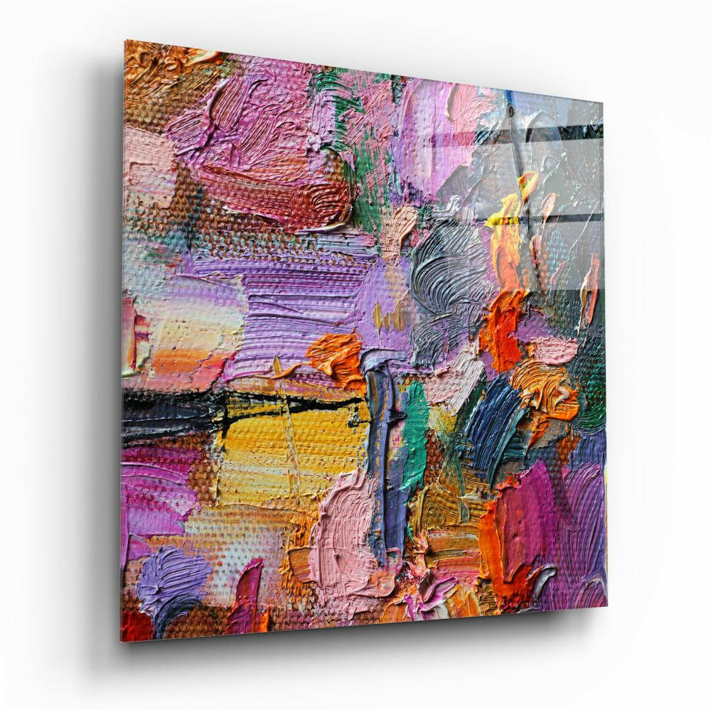 Vibrant Impasto Palette Knife Glass Wall Art