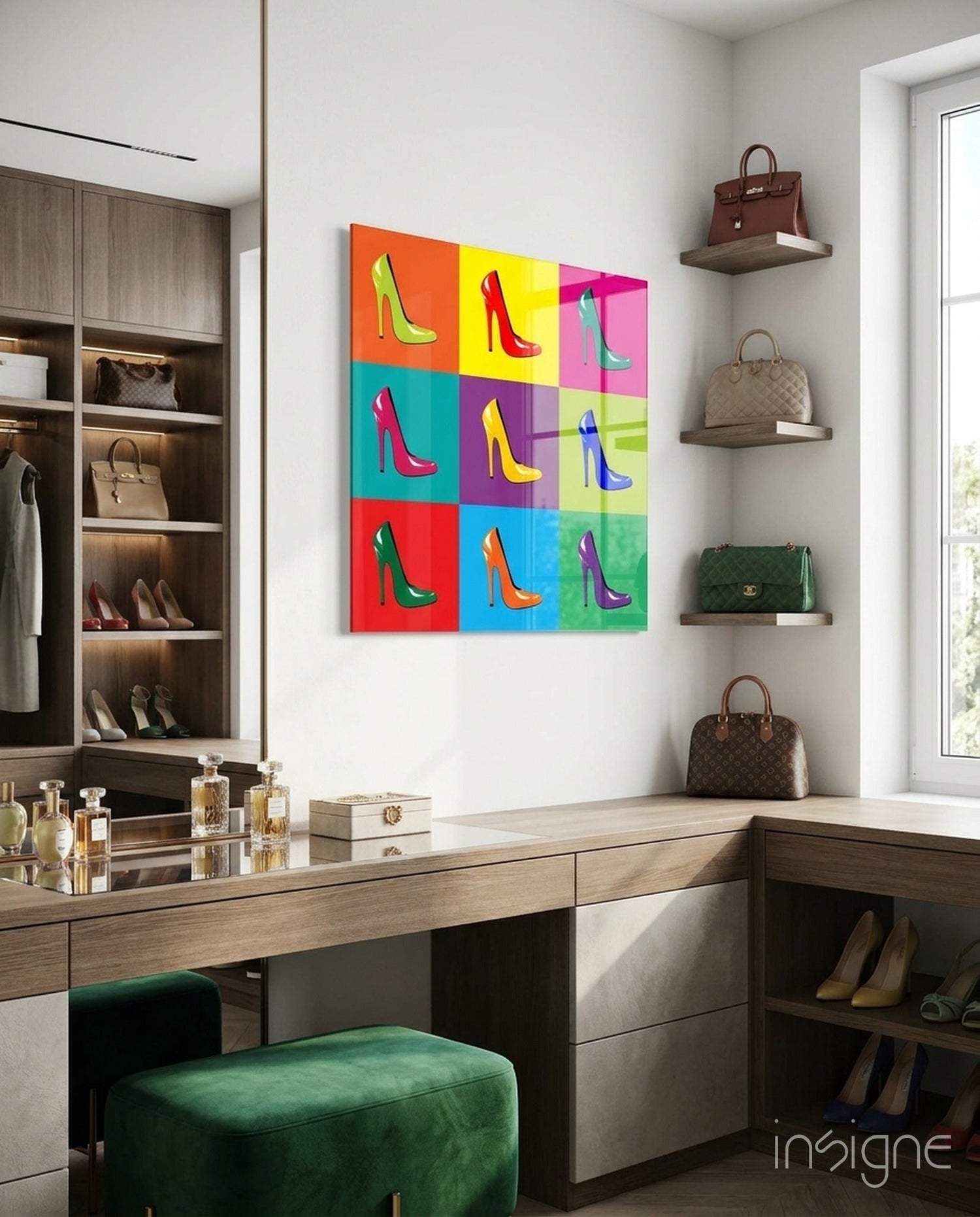 Colored Shoes Glass Wall Art