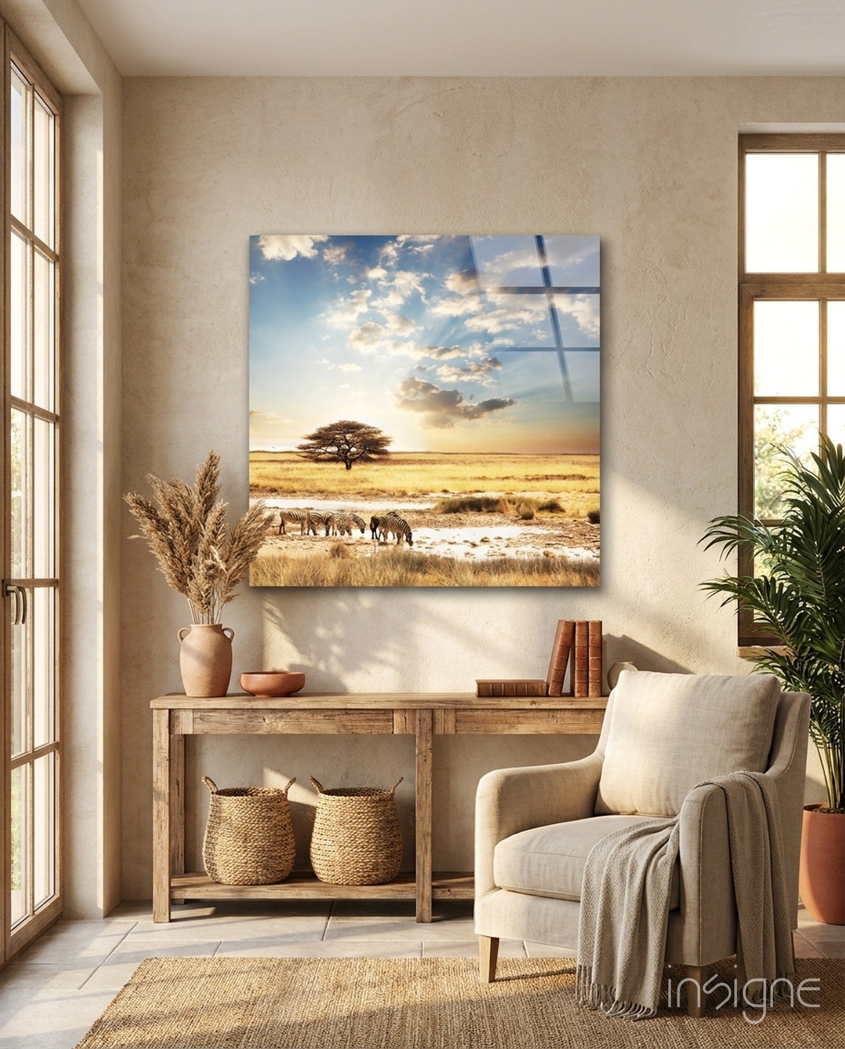 Africa (Wide Meadow) Glass Wall Art