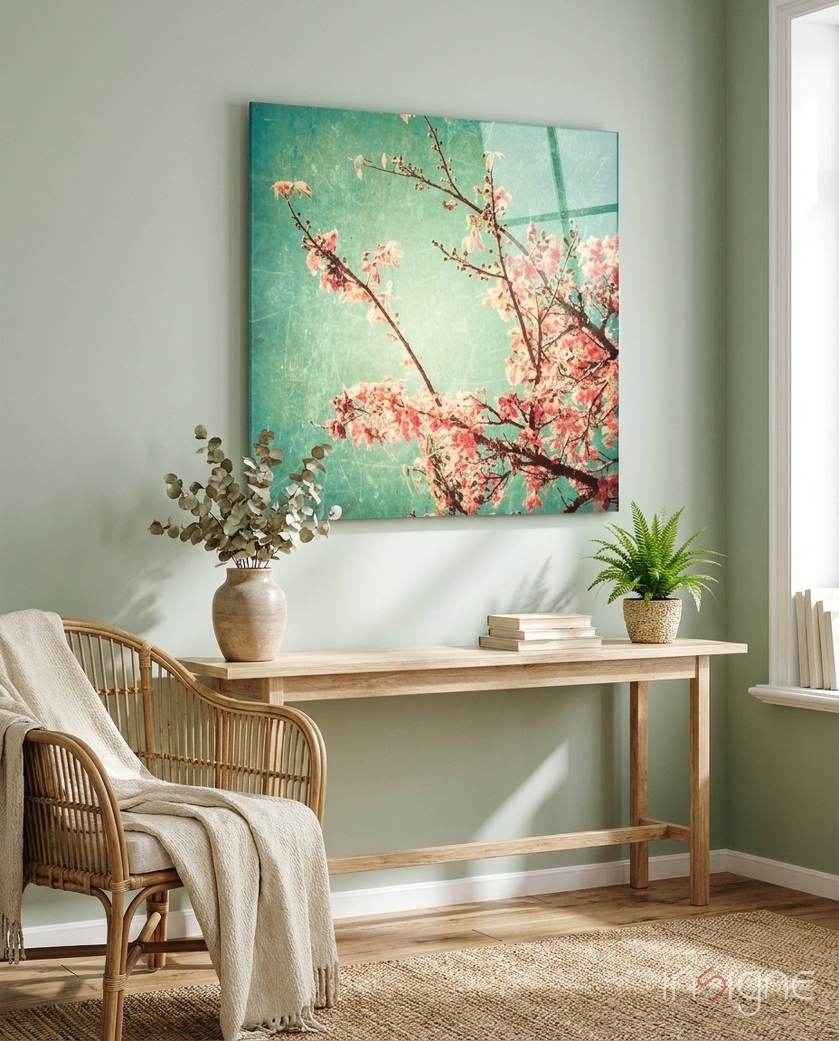 Cherry Blossom Glass Wall Art