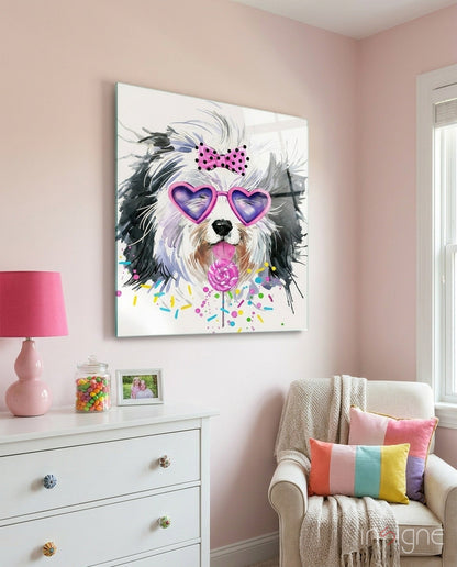 Cute Dog Glass Wall Art