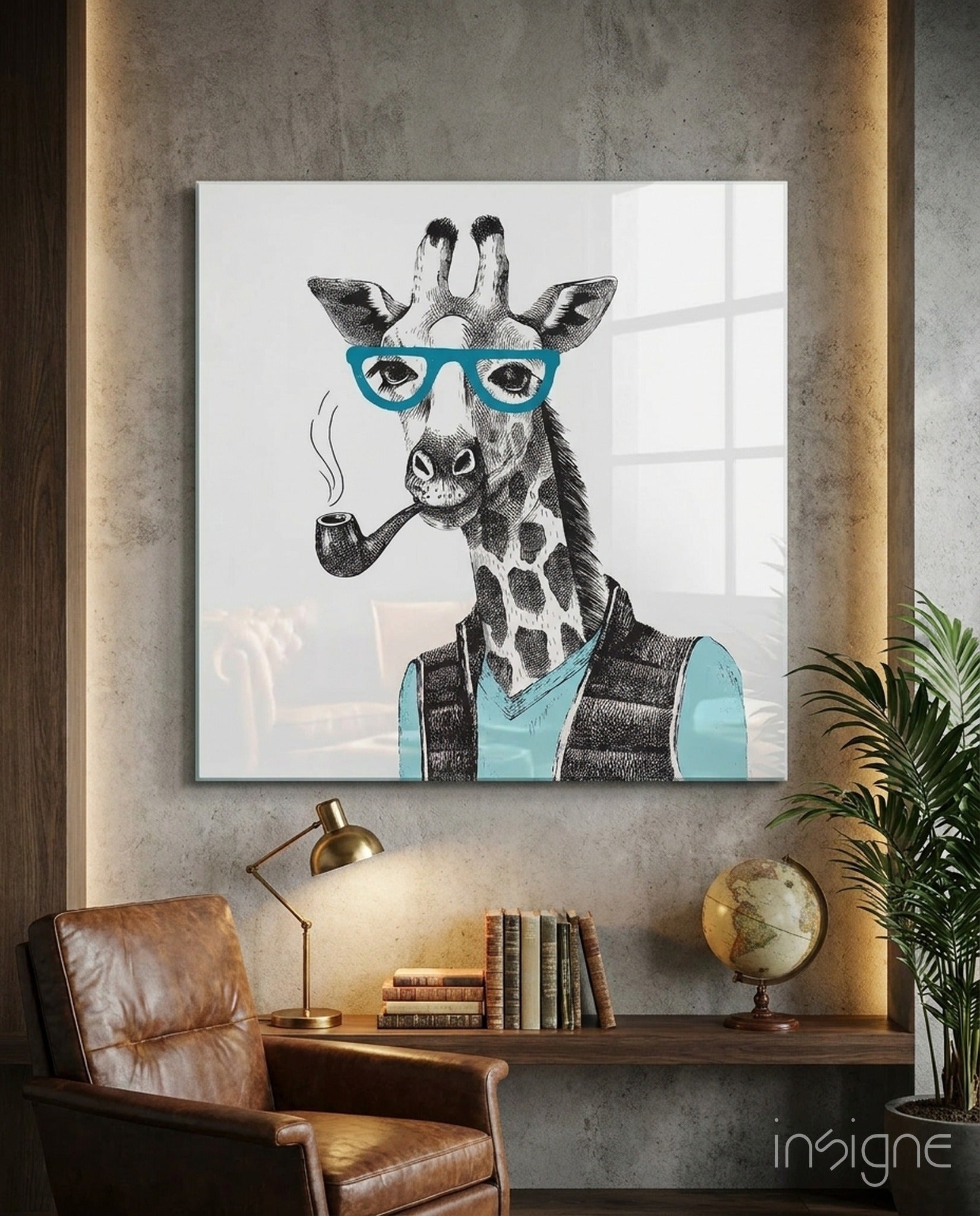 Mr. Giraffe Glass Wall Art