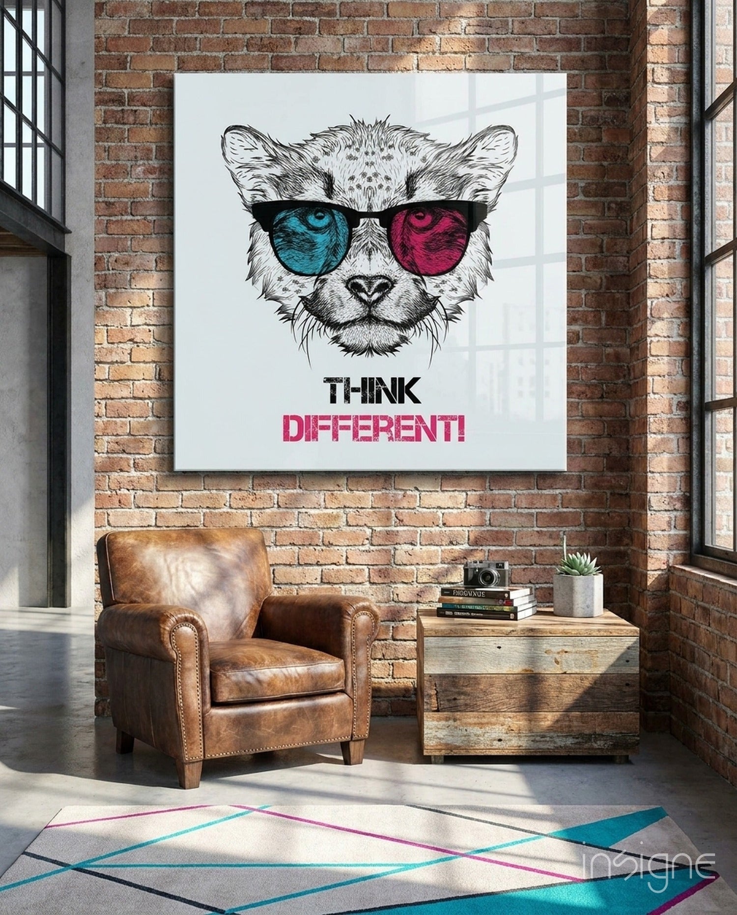 Think Differently Glass Wall Art
