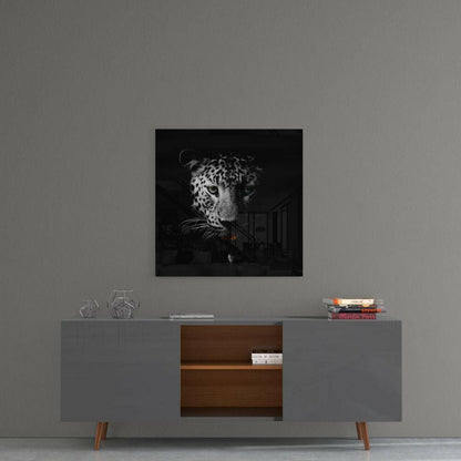 Shadow Emerging Leopard Glass Wall Art