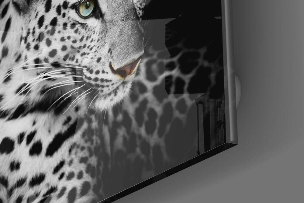 Piercing Gaze Leopard Glass Wall Art