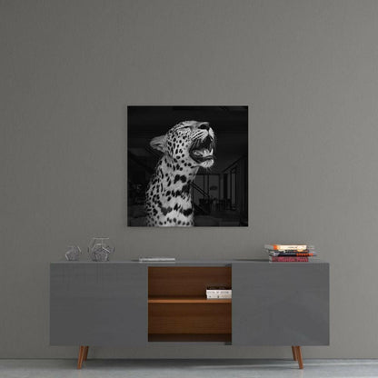 Roaring Leopard Profile Glass Wall Art