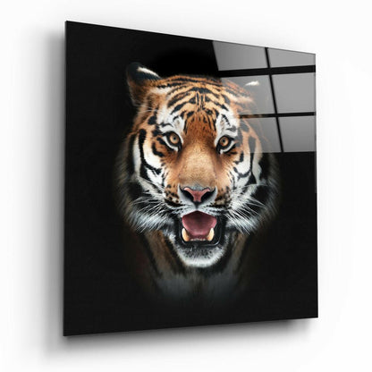 Roaring Bengal Tiger Glass Wall Art