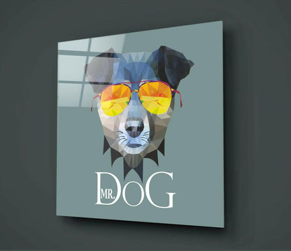 Mr Dog Geometric Sunglasses Glass Wall Art