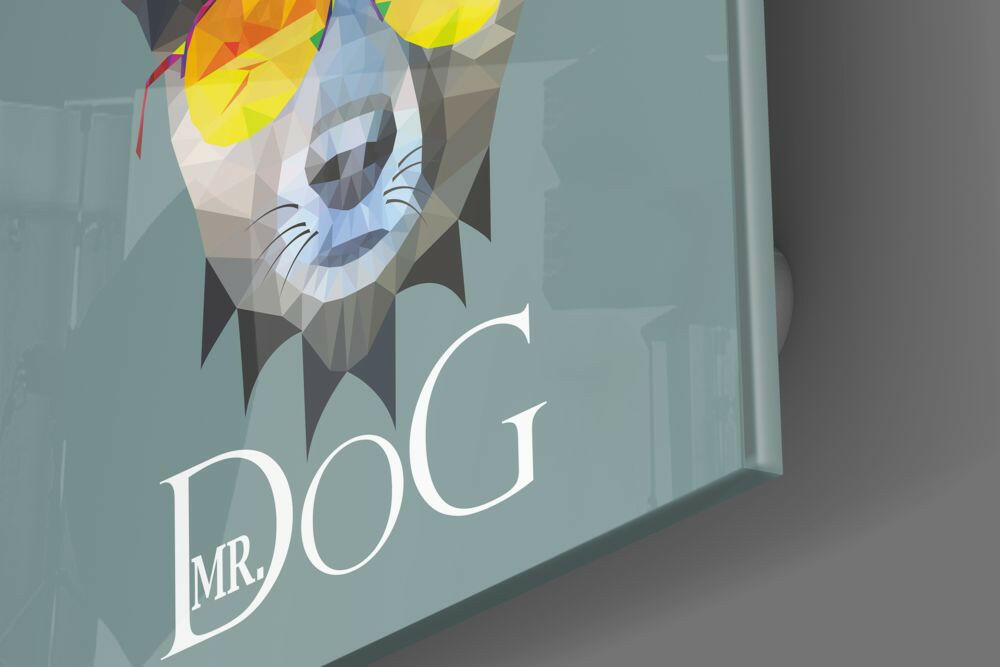 Mr Dog Geometric Sunglasses Glass Wall Art