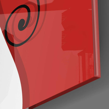 Black And White Pair On Red Cats Glass Wall Art