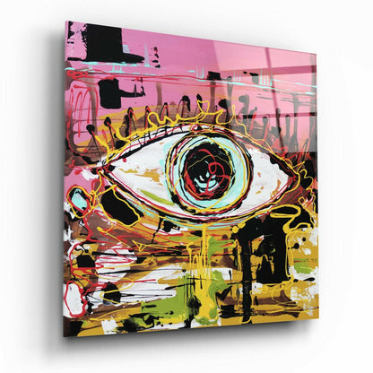 Pink And Yellow Graffiti Eye Glass Wall Art