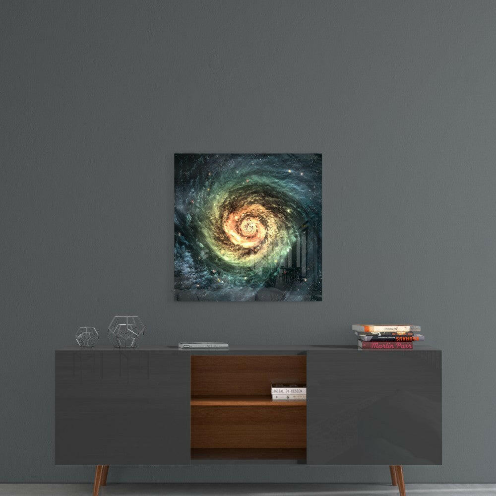 Space Yellow Infinity Glass Wall Art