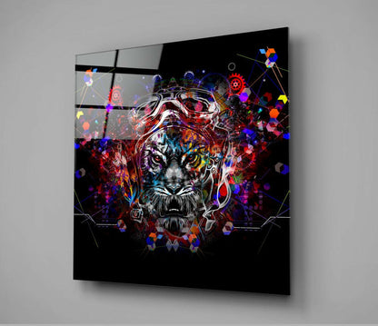 Tiger Aviator Goggles Geometric Glass Wall Art