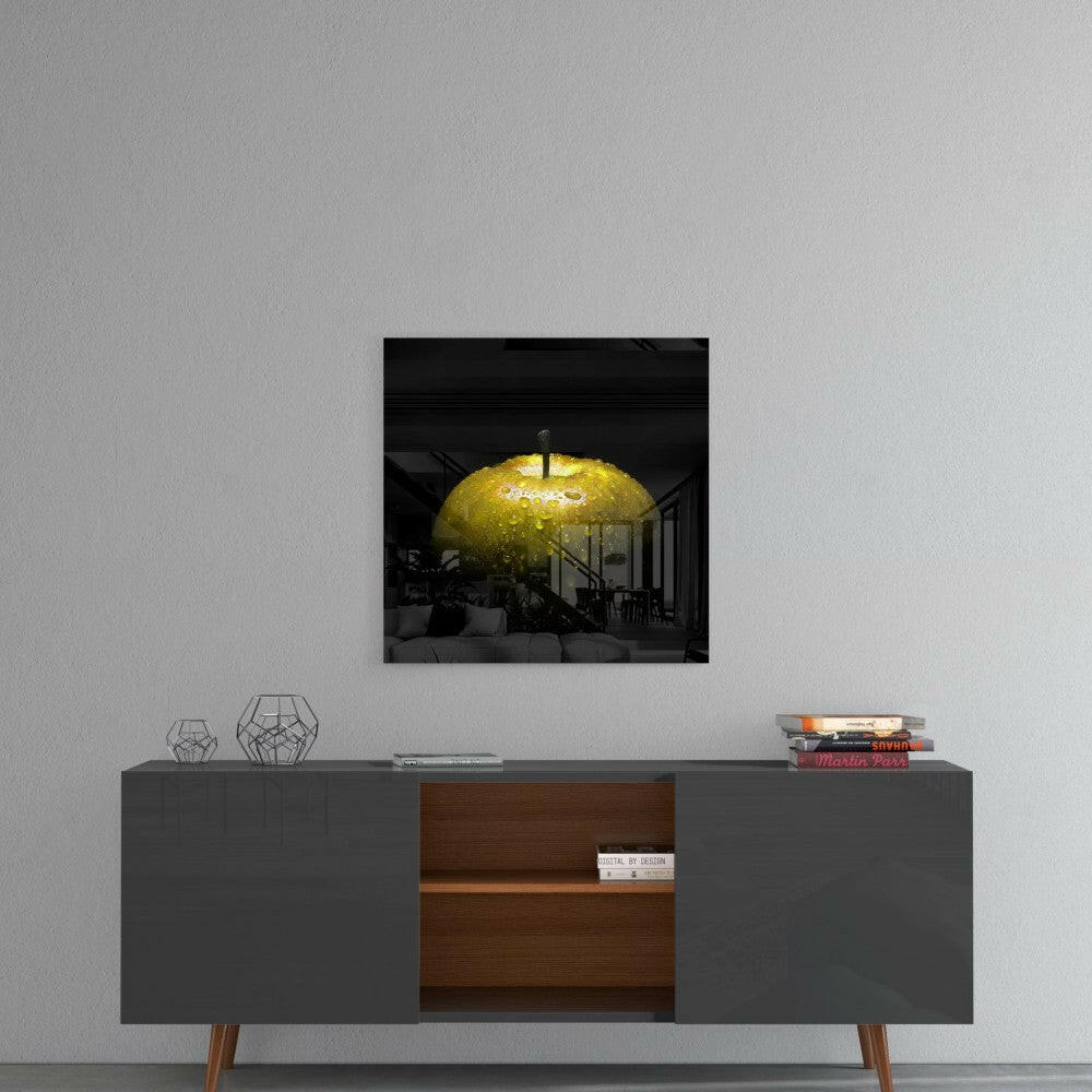 Golden Orchard Fruit Glass Wall Art