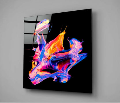 Orange Pink Paint Pour Glass Wall Art