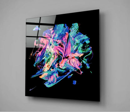 Neon Paint Explosion Glass Wall Art