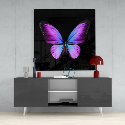 Purple And Blue Gradient Butterfly Glass Wall Art