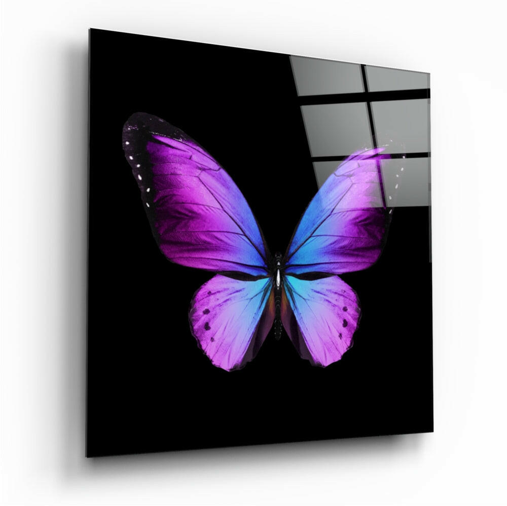 Purple And Blue Gradient Butterfly Glass Wall Art