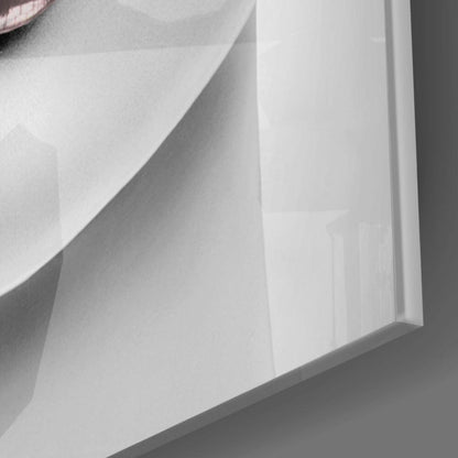 Rose Gold Metallic Lips Glass Wall Art